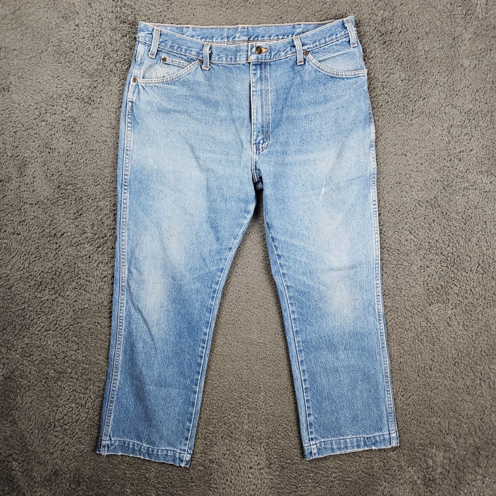 Vintage‎ Dickies Mens 38x26 Light Wash Straight Leg Denim Jeans Blue Distressed